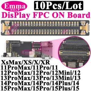10 pçs display lcd conector fpc na placa lógica da tela da placa-mãe para iphone 14 13 15 pro max plus 11 12promax 13pro xr x...