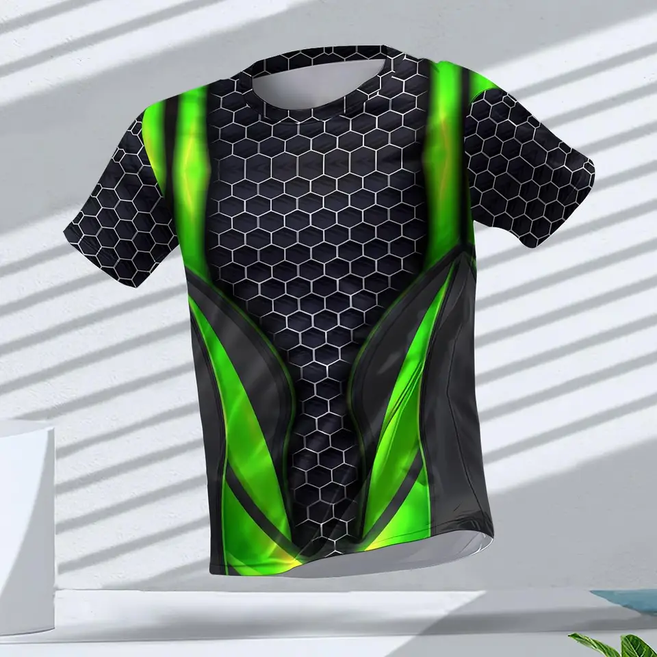 Roupa esportiva masculina de manga curta com gola redonda, camisetas de corrida respiráveis, tops esportivos unissex de trein...