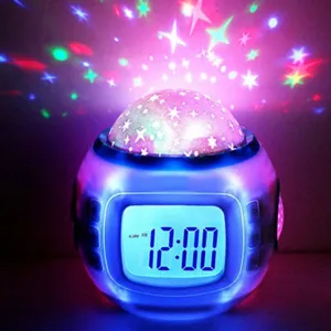 Despertador infantil, despertador com projetor de céu estrelado, luz noturna do projetor, crianças para acordar no quarto, de...