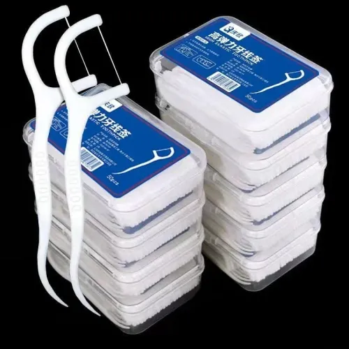 1 caixa/50 varas fio dental ultrafino fio dental vara pacote familiar fio dental adulto palito descartável dentes domésticos