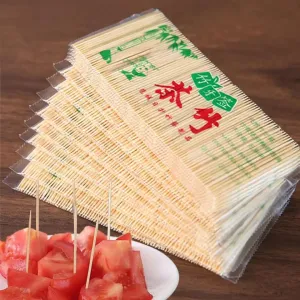 Tandenstokers de madeira descartáveis, palito de bambu natural, sem rebarba de grau alimentício, palito de jantar de frutas d...