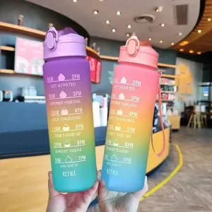 Garrafa de água esportiva motivacional, Garrafas bebendo à prova de vazamento, Outdoor Travel Gym Fitness Jugs para cozinha, ...