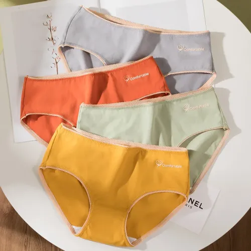 Cuecas de algodão roscadas para mulheres, calcinha sexy, roupa íntima roscada feminina, lingerie plus size, cintura média, cu...