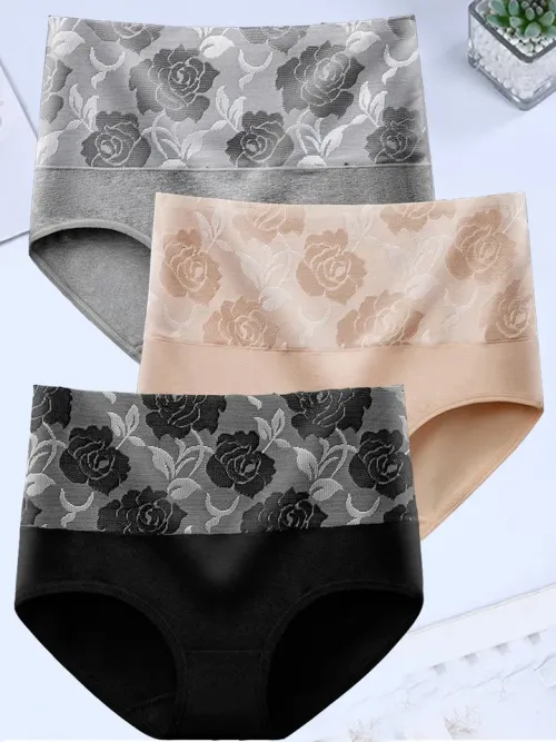 3 pçs/lote roupa interior feminina plus size calcinha de algodão cintura alta briefs lingerie sexy feminino pantys M-5XL sem ...