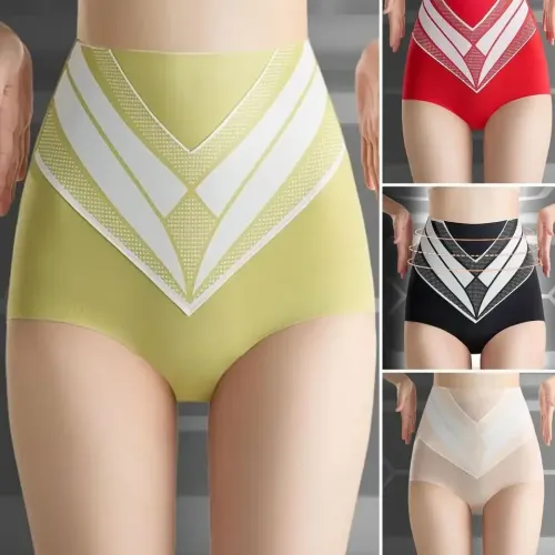 Roupa interior feminina calcinha estiramento cintura alta calcinha de controle de barriga com design de virilha larga para mu...