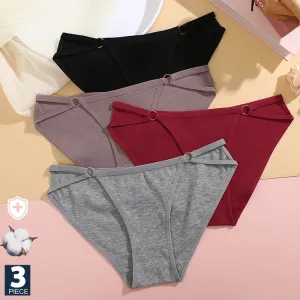 FINETOO-Calcinhas de algodão para as Mulheres, Low Rise Briefs, Roupa Interior Respirável Feminino, Padrão Design Botão, Ling...