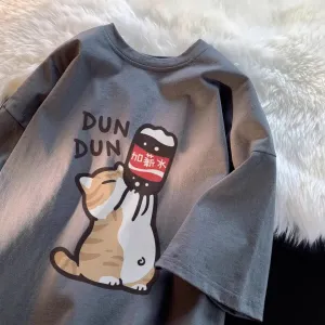 Camiseta de manga curta de algodão das mulheres dos homens verão 2024 novo simples solto estilo casal meia manga casual versá...