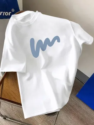 Verão masculino 100% poliéster confortável casual solto oversized padrão criativo impresso esportes em torno do pescoço manga...