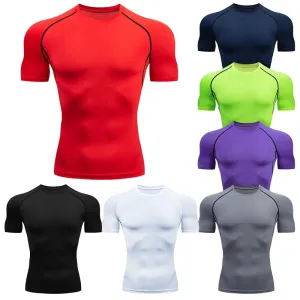 Curto masculino manga compressão T-Shirt, Academia de Fitness moletom, Masculino Treino Jogging, Casa Athletic Camisetas, Spo...
