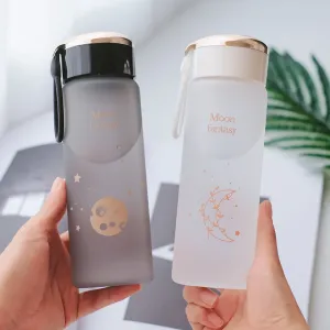 Garrafa de água portátil, cor do gradiente, copo plástico, esportes ao ar livre, bebendo, 400ml