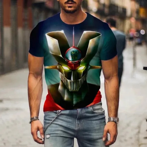 Mazinger z anime camiseta nova masculina impressão 3d padrão dos desenhos animados manga curta verão camiseta masculina moda ...