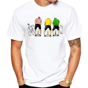 Funny anime três pai engrenagem fixa bicicleta ciclismo moda vintage clássico camiseta verão masculino manga curta hip hop ca...