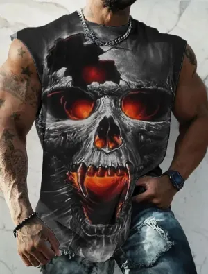 Colete esportivo respirável de secagem rápida masculino, camisa sem mangas, roupas de ginástica Fnaf, ao ar livre, estampa ca...